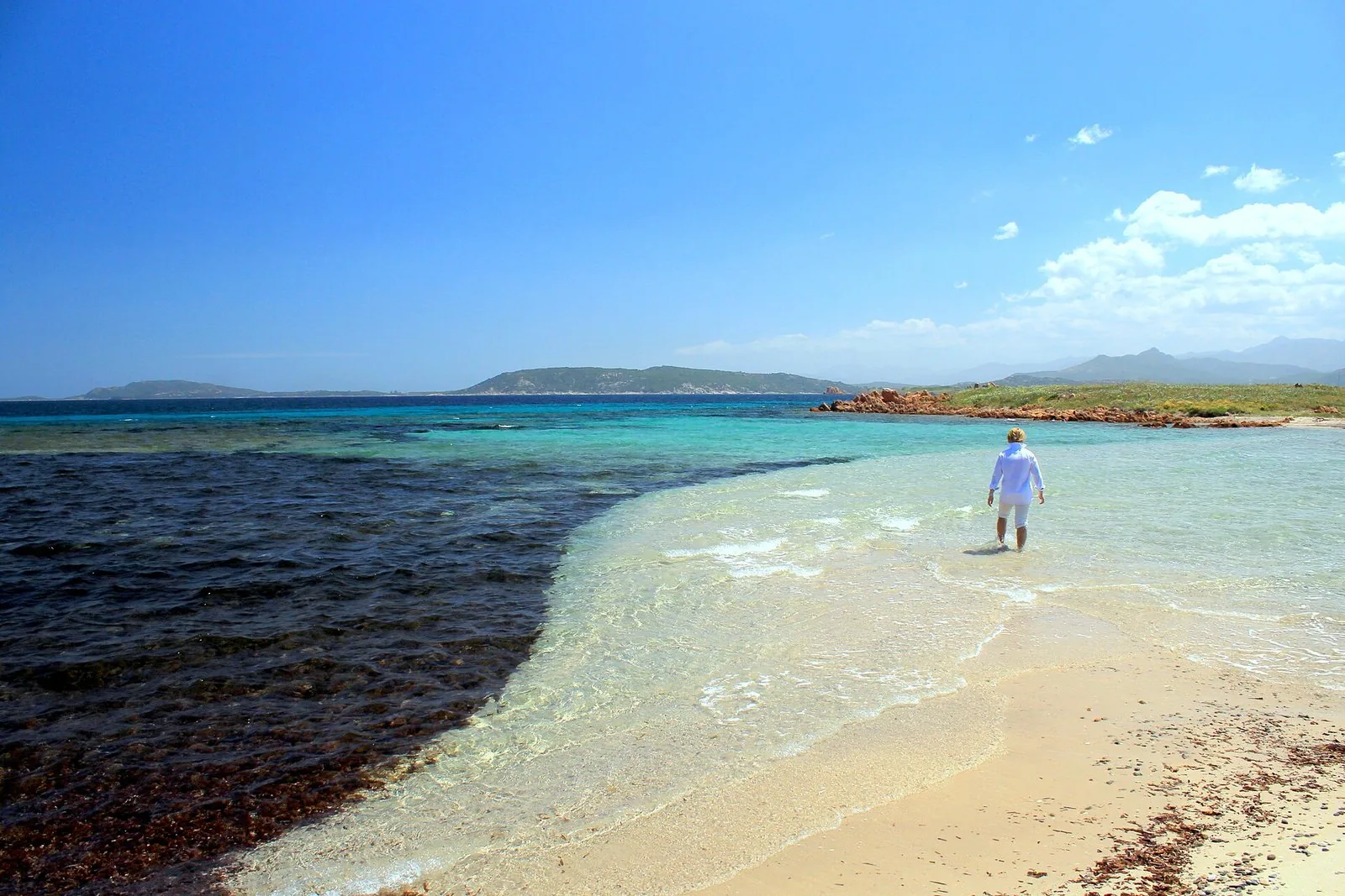 Il profilo verticale dell’Isola di Tavolara che emerge dal mare della Sardegna nord-orientale